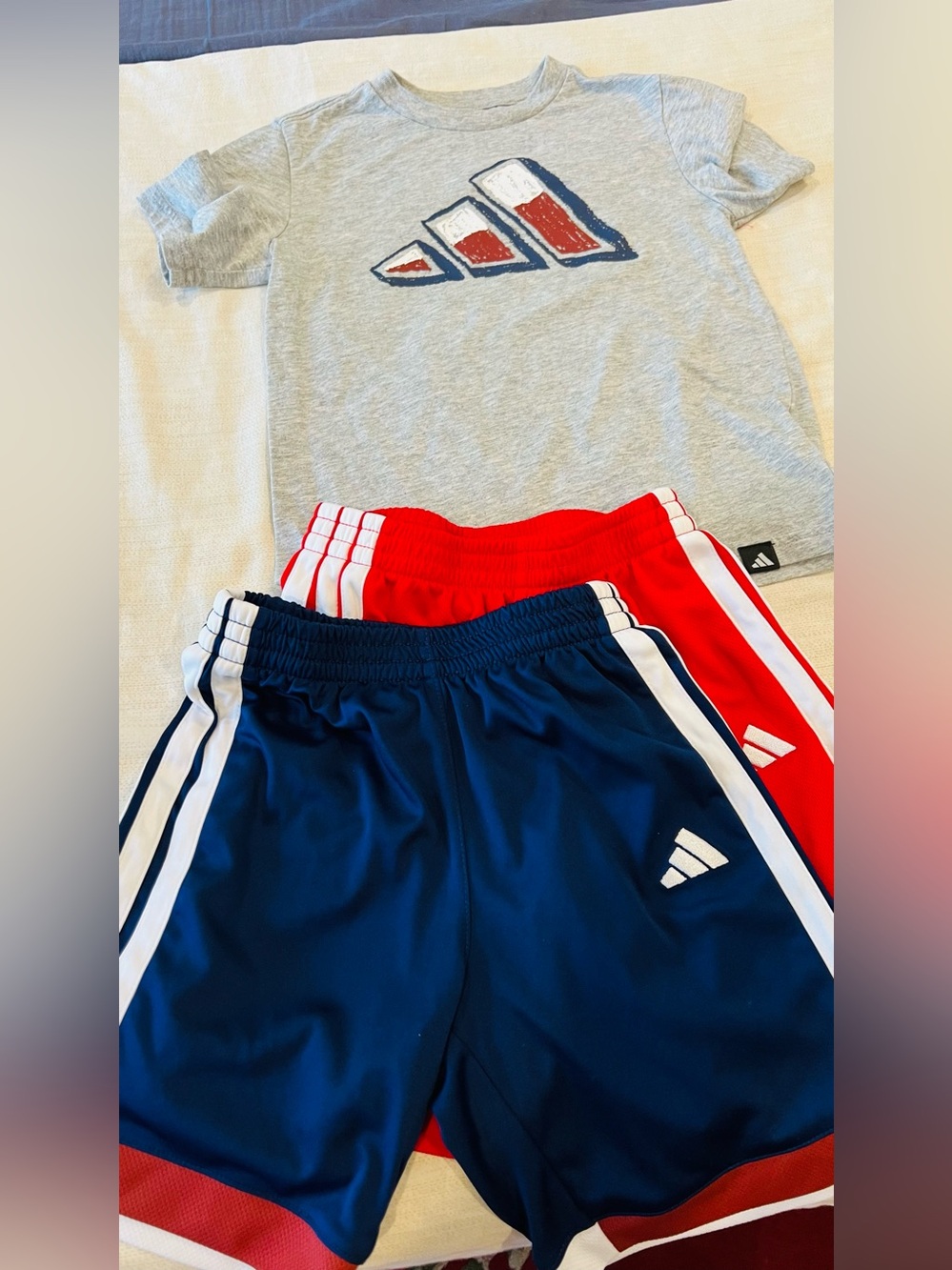 adidas Kids 3-Piece Active Set - Navy, Red & Gray size 6 boys